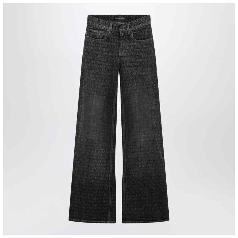 Balenciaga Black washed jeans with jacquard logos, theFeinheit