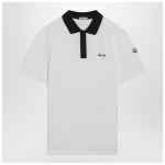 Moncler White cotton piqué polo shirt with embroidered logo