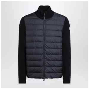 Moncler Navy blue quilted cotton zip-up cardigan