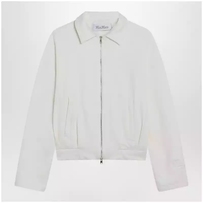 Max Mara White cropped sweatshirt in silk blend