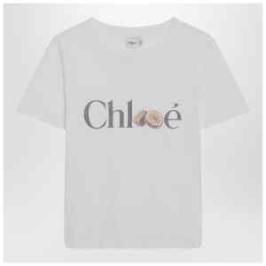 Chloé White T-shirt with logo print
