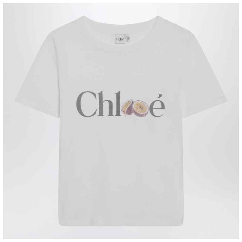 Chlo&eacute; White T-shirt with logo print, theFeinheit