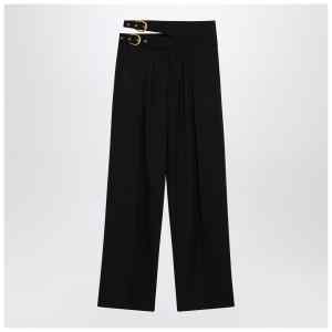 Chloé Black trousers with double belt and gold buckles