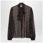 Dolce&Gabbana Black chiffon blouse with small rose print