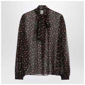 Dolce&Gabbana Black chiffon blouse with small rose print