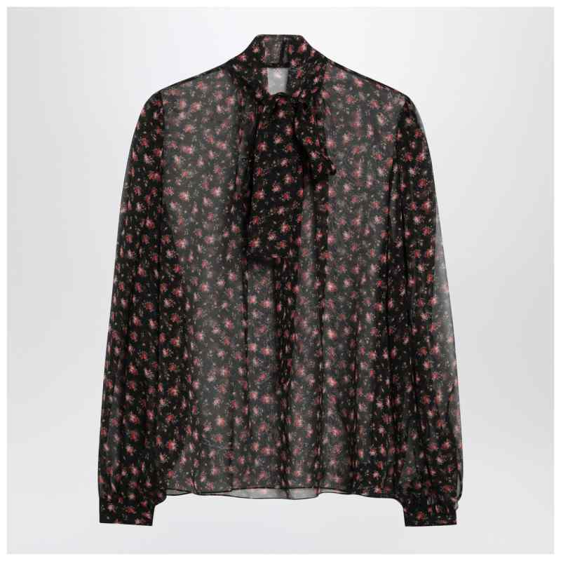 Dolce&Gabbana Black chiffon blouse with small rose print, theFeinheit