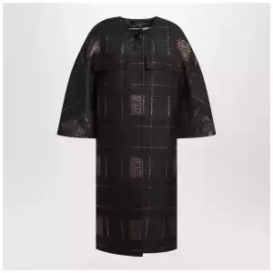 Max Mara Atelier Black cocoon coat in jacquard lamé