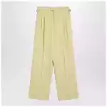 Ami Paris Wide lime-coloured wool trousers