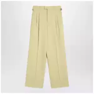 Ami Paris Wide lime-coloured wool trousers