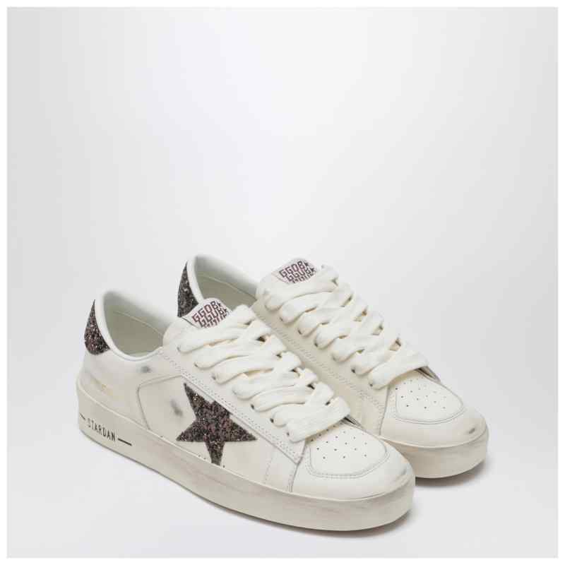 Golden Goose Stardan sneaker in white leather and brown glitter, theFeinheit