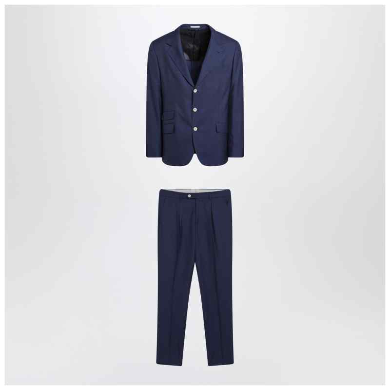 Brunello Cucinelli Blue single-breasted wool suit, theFeinheit