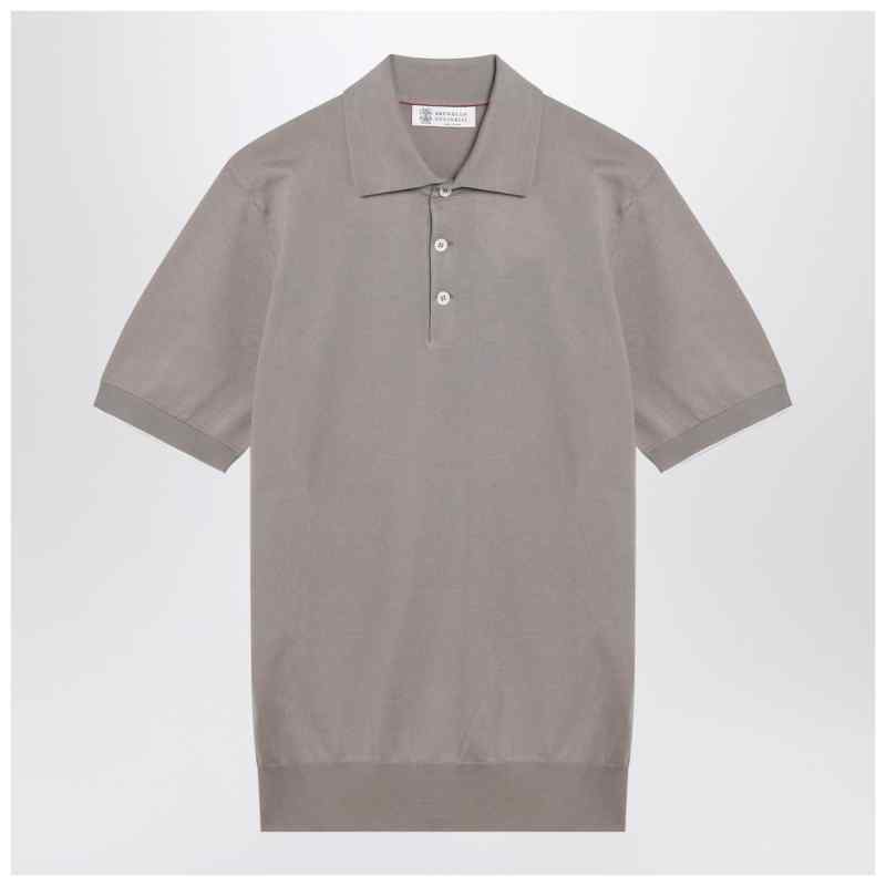 Brunello Cucinelli Light brown cotton knit polo shirt, theFeinheit