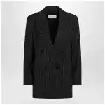 Max Mara Black pinstriped double-breasted wool jacket
