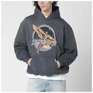 Represent Grey hoodie with logo print
