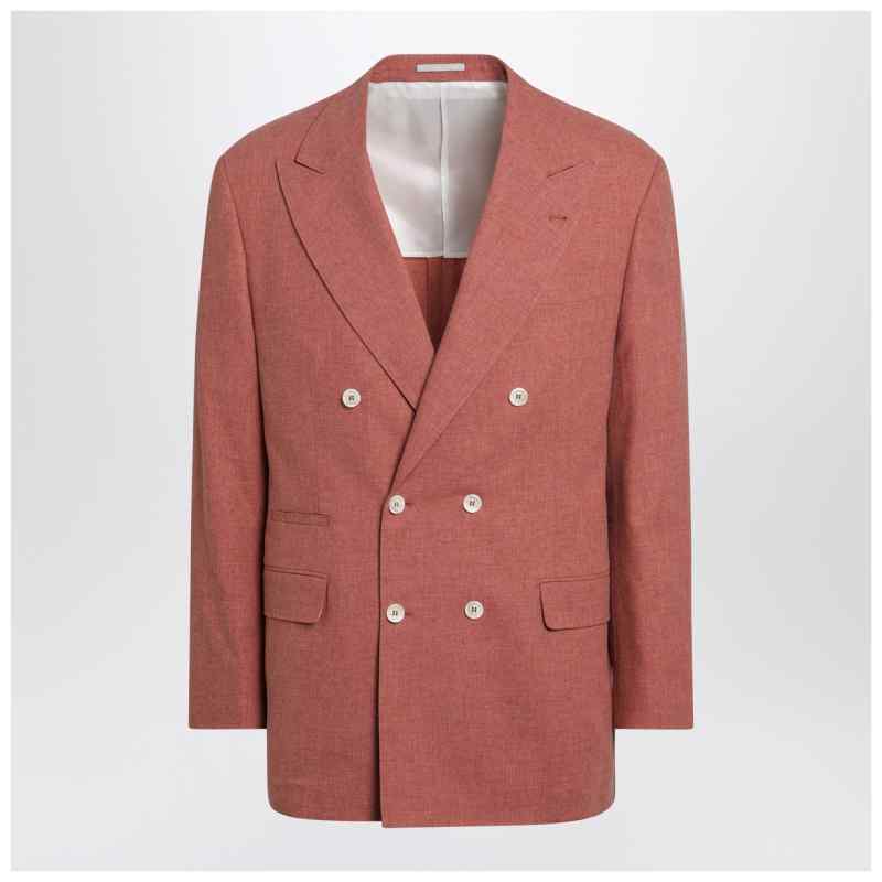 Brunello Cucinelli Peach double-breasted wool-blend jacket, theFeinheit
