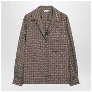 Max Mara Printed silk shirt in mud colour