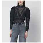 ISABEL MARANT Dahara black openwork knit top