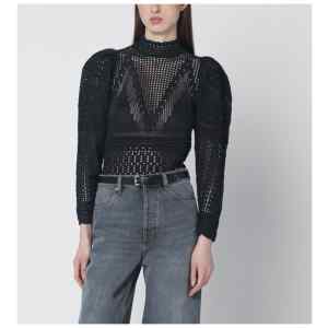 ISABEL MARANT Dahara black openwork knit top