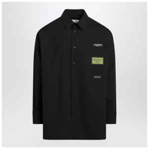 MM6 Maison Margiela Black wool-blend shirt with label details