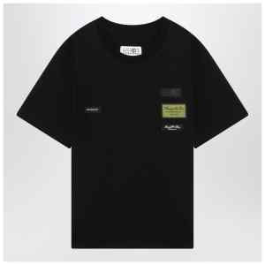 MM6 Maison Margiela Black cotton T-shirt with label details