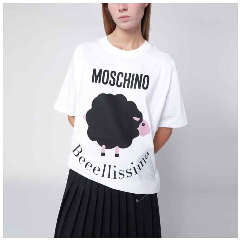 Moschino White T-shirt with logo print, theFeinheit