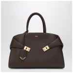 Ferragamo Hug M Leather Handbag in Brown/Ochre