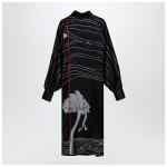 Ferragamo Black silk satin midi dress