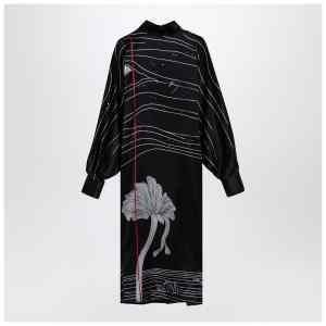 Ferragamo Black silk satin midi dress