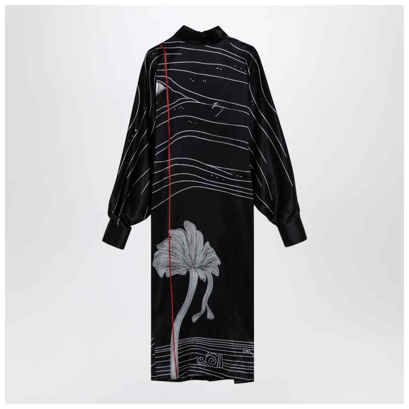 Ferragamo Black silk satin midi dress, theFeinheit