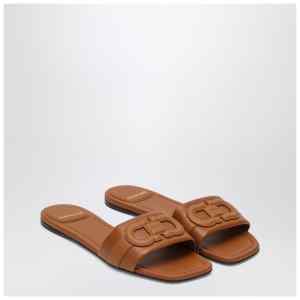 Ferragamo Gancini slide in cognac leather