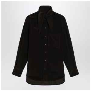 Ferragamo Brown shirt in ribbed velvet