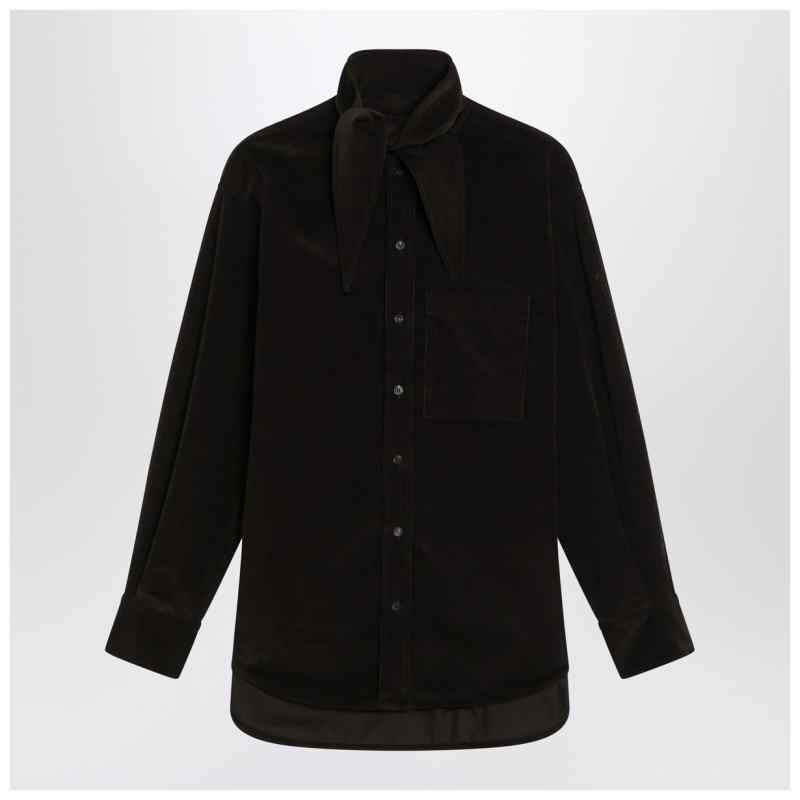 Ferragamo Brown shirt in ribbed velvet, theFeinheit