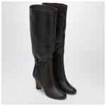 Ferragamo Ruched Boots in Dark Brown Leather