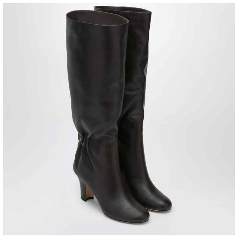 Ferragamo Ruched Boots in Dark Brown Leather, theFeinheit