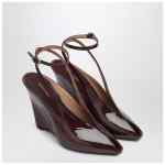 Ferragamo Peep Toe Wedge Sandals in Bordeaux