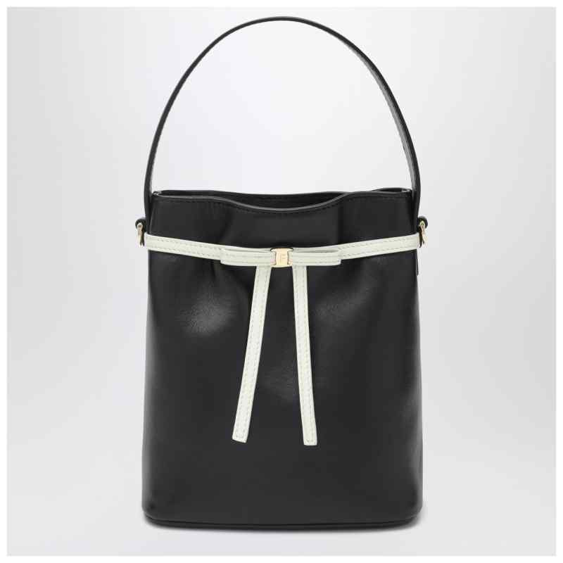 Ferragamo Bucket bag black/mascarpone with bow, theFeinheit