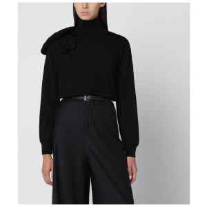 Moschino Black turtleneck sweater with flower detail