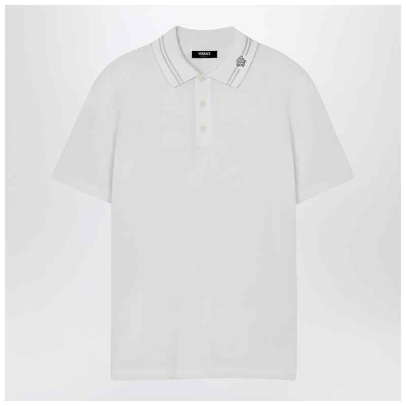 Versace White polo shirt with Medusa embroidery, theFeinheit