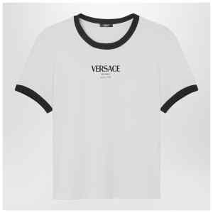 Versace White/black stretch viscose jersey T-shirt