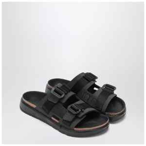 Birkenstock Shinjuku black leather and textile slipper