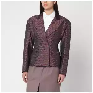 Dries Van Noten Burgundy striped jacket with padded balls