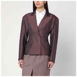 Dries Van Noten Burgundy striped jacket with padded balls