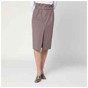 Dries Van Noten Taupe skirt in cotton with belt