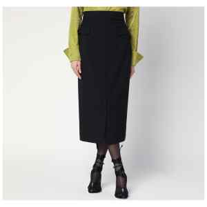 Dries Van Noten Black wool and mohair midi skirt