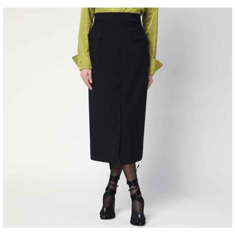 Dries Van Noten Black wool and mohair midi skirt, theFeinheit