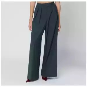 Dries Van Noten Straight pants with dark green pleats