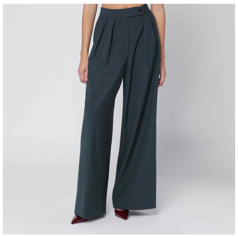 Dries Van Noten Straight pants with dark green pleats, theFeinheit