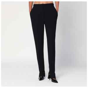Dries Van Noten Black trousers with slits and buttons