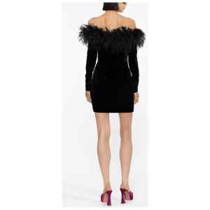 Alessandra Rich Feather detail velvet short dress