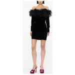 Alessandra Rich Feather detail velvet short dress